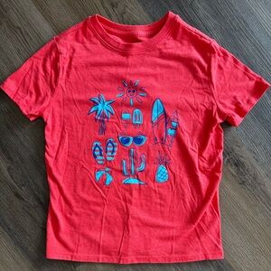 Boys Cat & Jack Red Kids Tee Shirt with Summer Graphics Size Medium 8